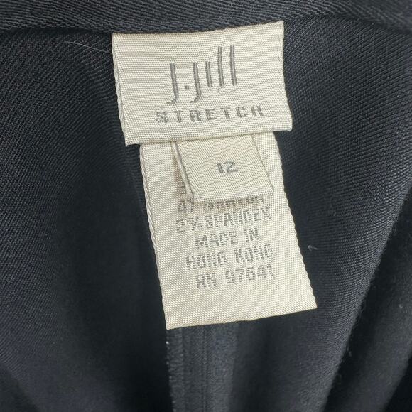 J. Jill Stretch Size 12 Vintage Black Pants Wool Blend Sailor Style Made in HK - Picture 3 of 4